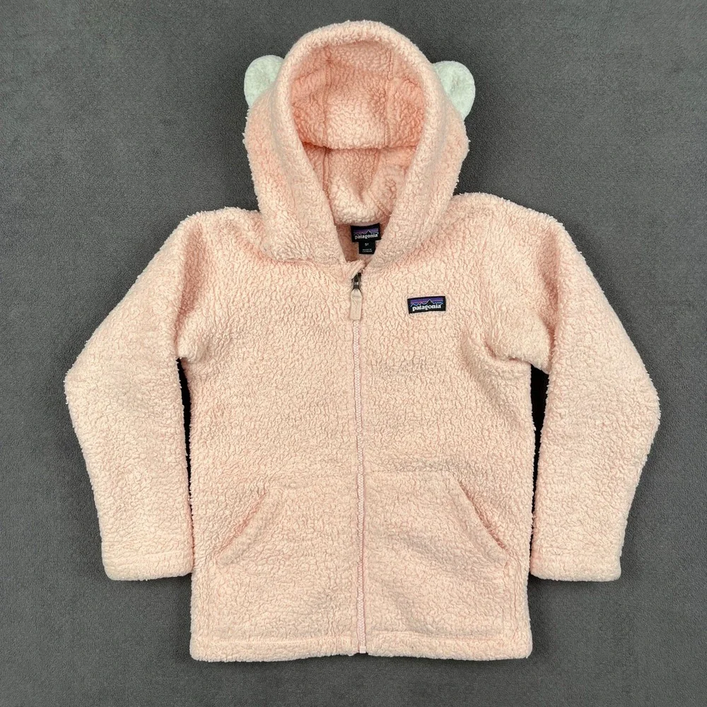 Patagonia Baby Furry Friends Hoody Toddler 5T Pink Bear Ear Full Zip 61155